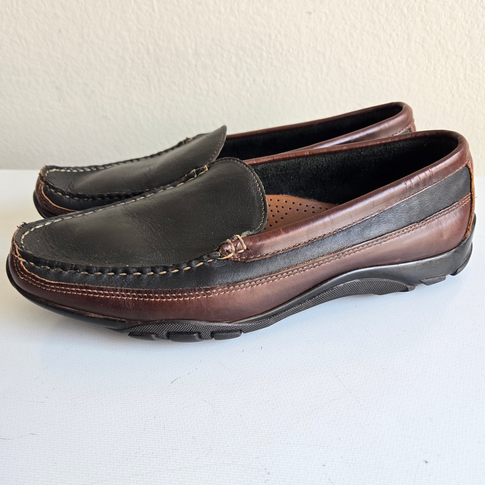 Allen Edmonds Boulder Mens 11 D Brown Black Leather Venetian Driving Loafers